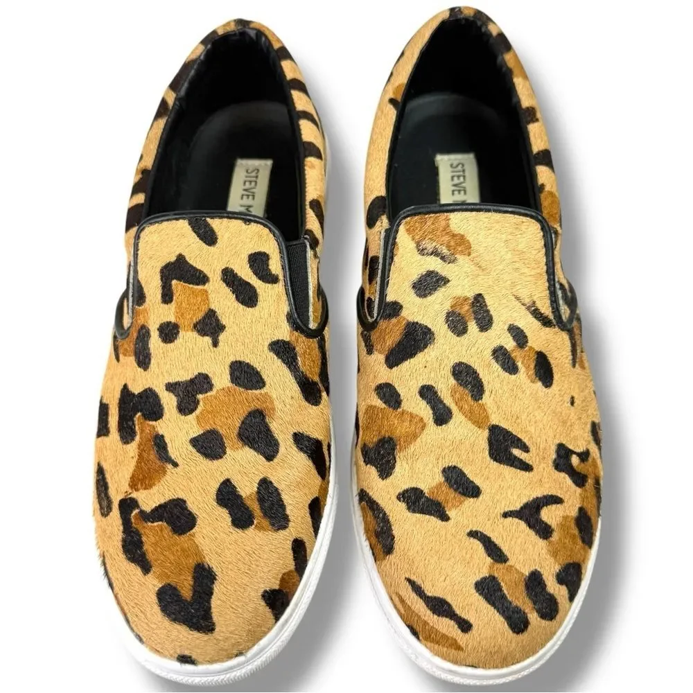 Steve Madden Ecentrcl Slip On Sneakers Leopard Haircalf Size 7 Casual Comfort - Picture 6 of 12